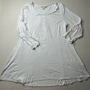 Khakis & Co White Scoop Neck Long Sleeve Tunic Top Shirt Womens M